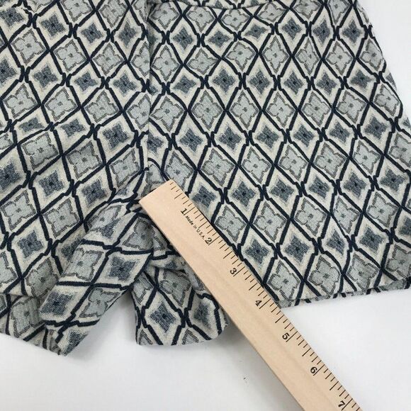 LOFT Womens Jacquard Shorts Blue Ivory Stretch Cotton Mid Rise Pockets Size 4 - Picture 4 of 11
